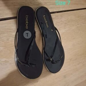 Bebe Glossy Black Women's Sandals